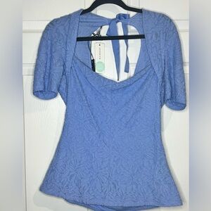 NWT - Market & Spruce Women’s Jacquard Cotton Blend Tie Back knit top - Sz Large